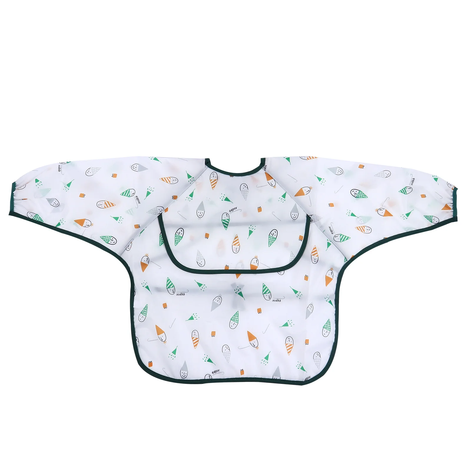 مريلة طعام بأكمام طويلة مقاومة للماء بنمط كرتوني للأطفال الرضع ورقبة قابلة للتعديل لإطعام رجل الثلج