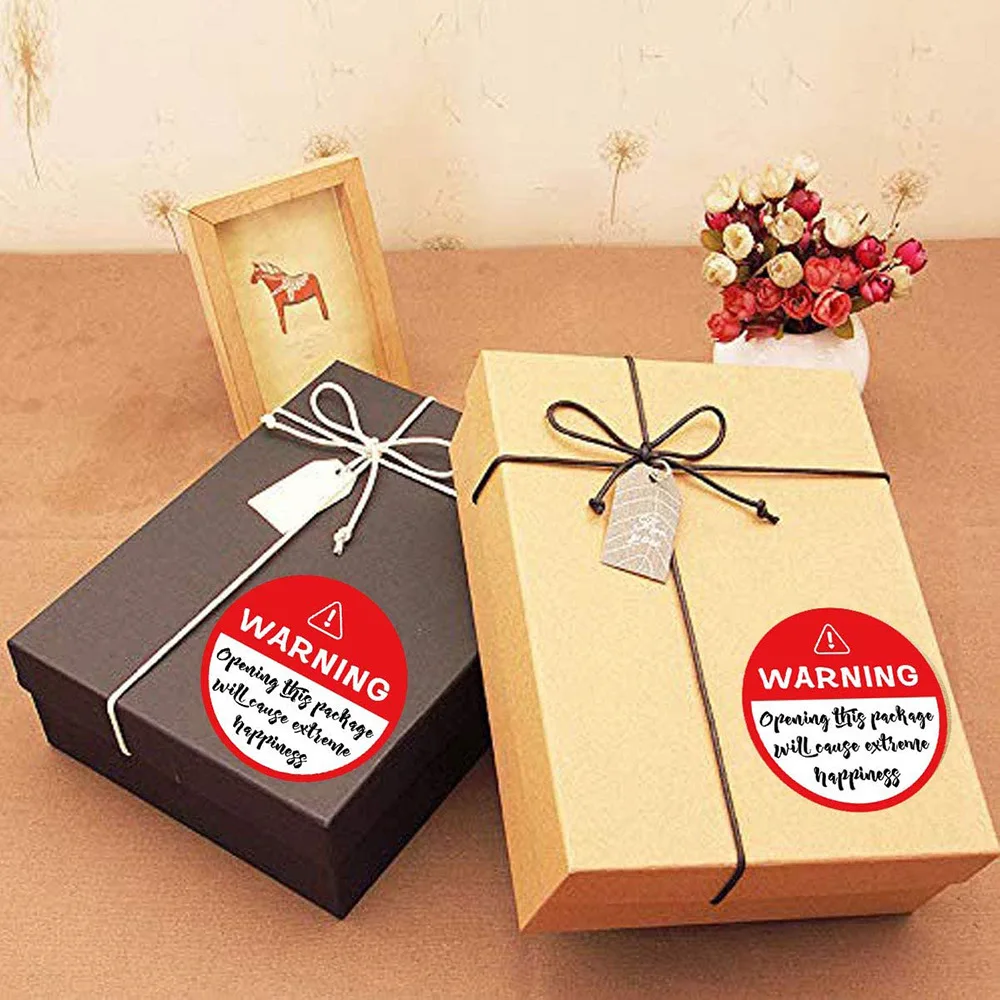 500Pcs/roll Black White Adorable Warning Sticker Labels Extreme Happiness Labels for Business Gift Wrapping Decoration