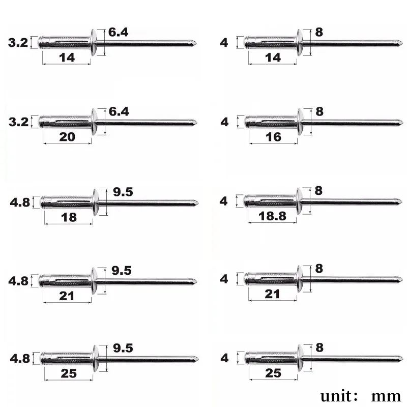50pcs Aluminium Large Flange Head Blind Rivets Pull Silver Decoration Pop Nail Rivet Fasteners Hardware 3.2mm 4.0mm 4.8mm