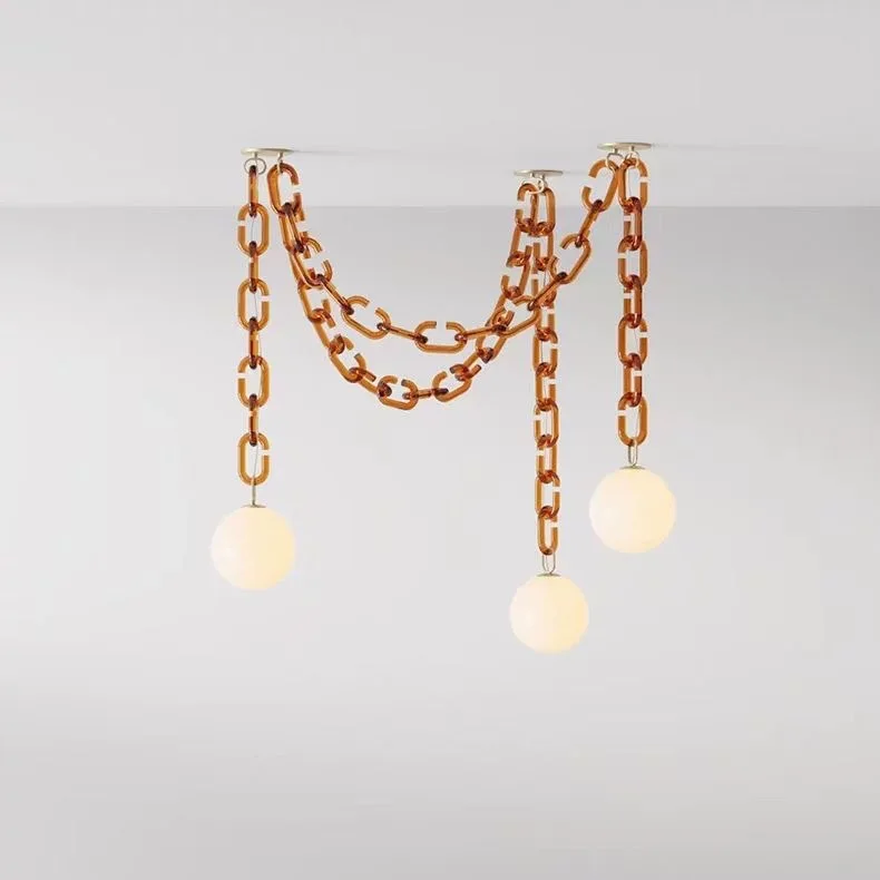 

Modern Glass Chain Chandelier Nordic Color Hanging Light for Dining Room Living Room Bar Coffee Shop Suspended Home Decor