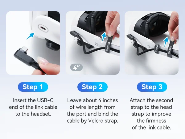 16FT AMVR-Verbindungskabel für Meta Quest 3/3S/2 Pico4 VR-Headset, Nylon-geflochtenes Kabel mit USB 3.0 A-zu-C-Adapter für SteamVR / PCVR – Detail 7