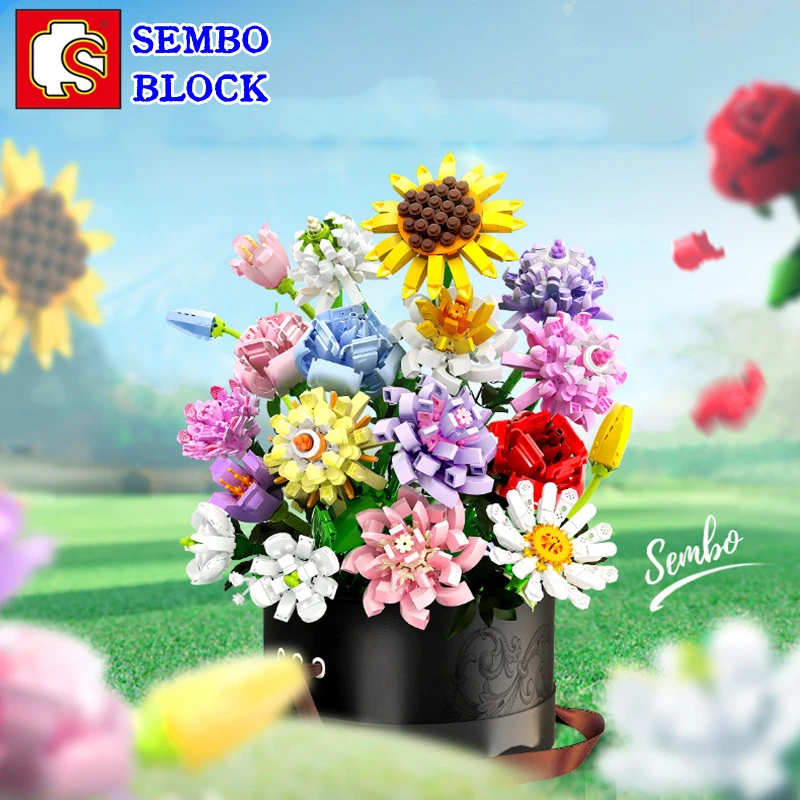 

Цветочный конструктор SEMBO, сохраненные цветы, подарки на день рождения, детские игрушки, милые декоративные аксессуары, реквизит для родителей и детей