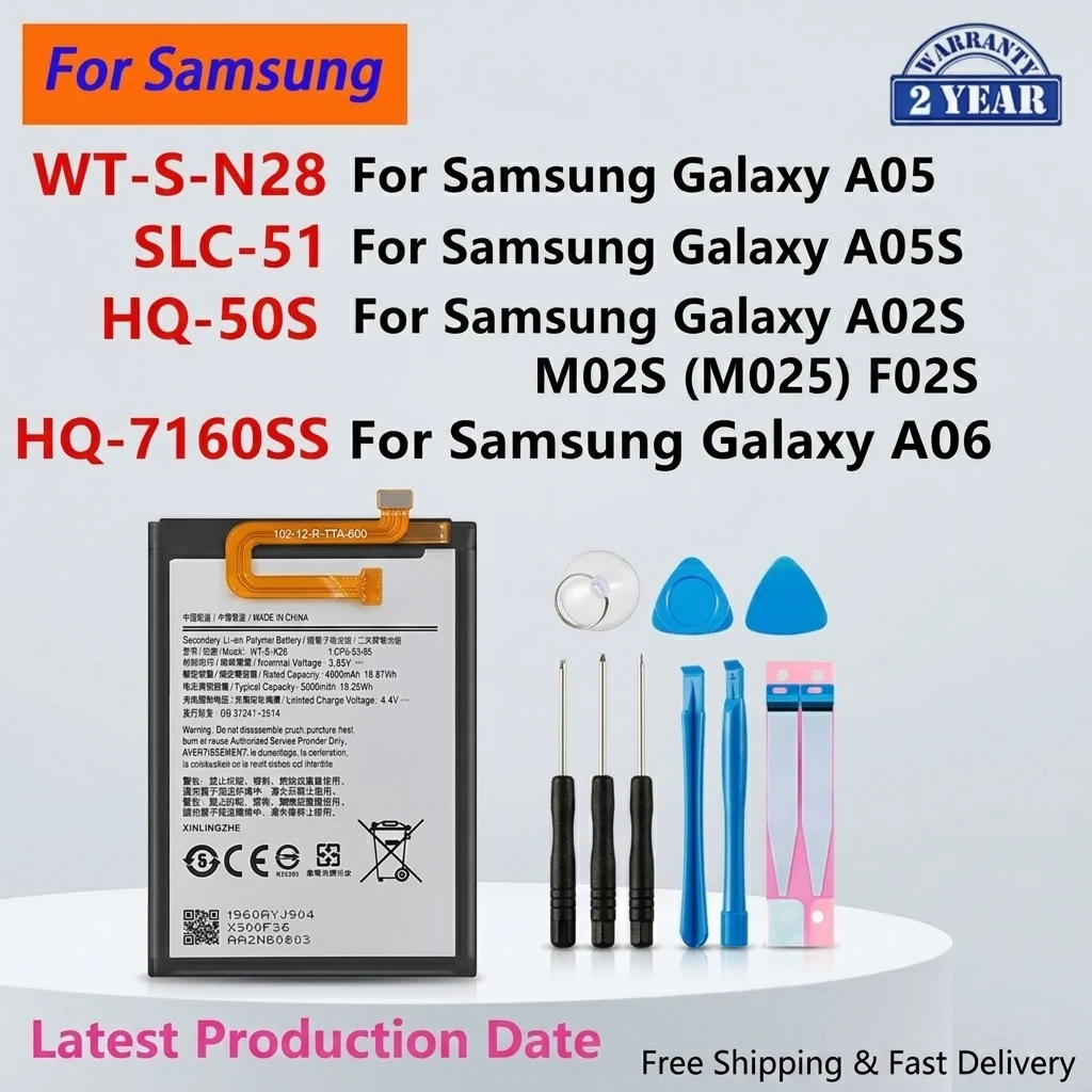

Replacement Battery for Samsung Galaxy A05 A05s A06 A02s M02s (SM-A025F), HQ-7160SS WT-S-N28 SLC-51 HQ-50S Cell