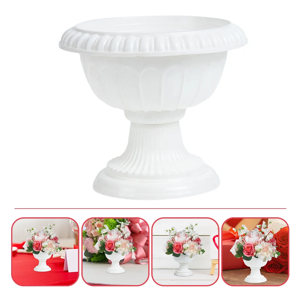 2 Pcs Plastic Flowerpot Decorative Plant Holder Outdoor Roman Style Planter Pots Vintage Stable Placement Silk Hydrangea Wedding