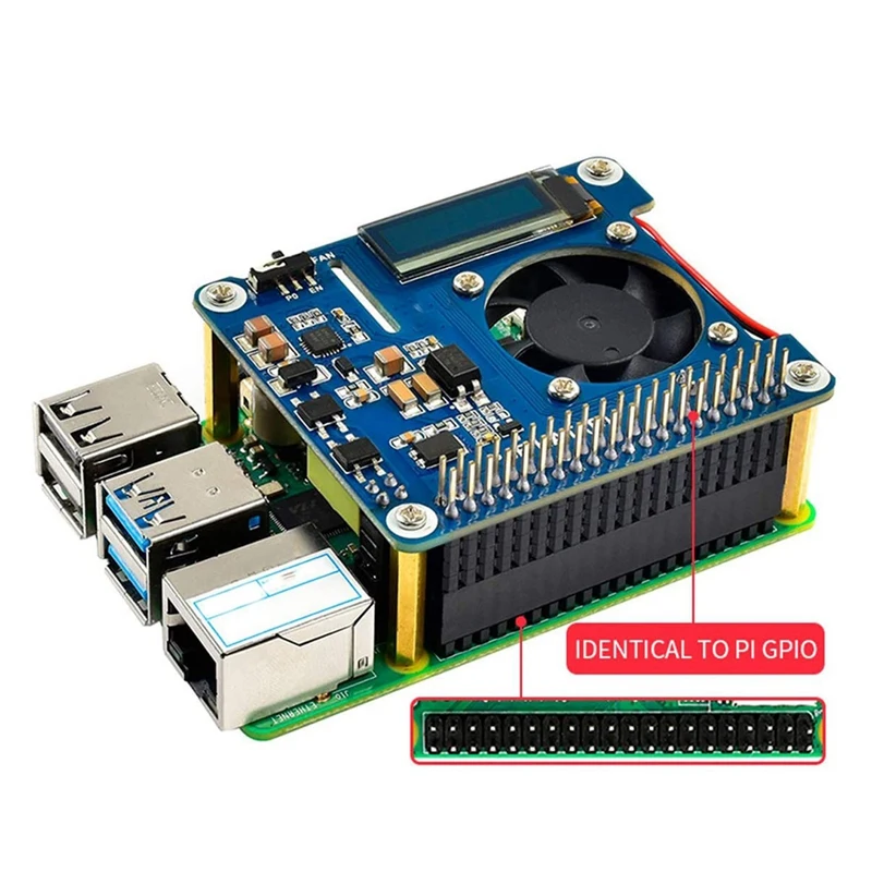 Imagem -02 - Suporte Waveshare Power Over Ethernet Hat Placa de Expansão de Rede Poe com Oled Raspberry pi Modelo b 3b Mais 802.3af