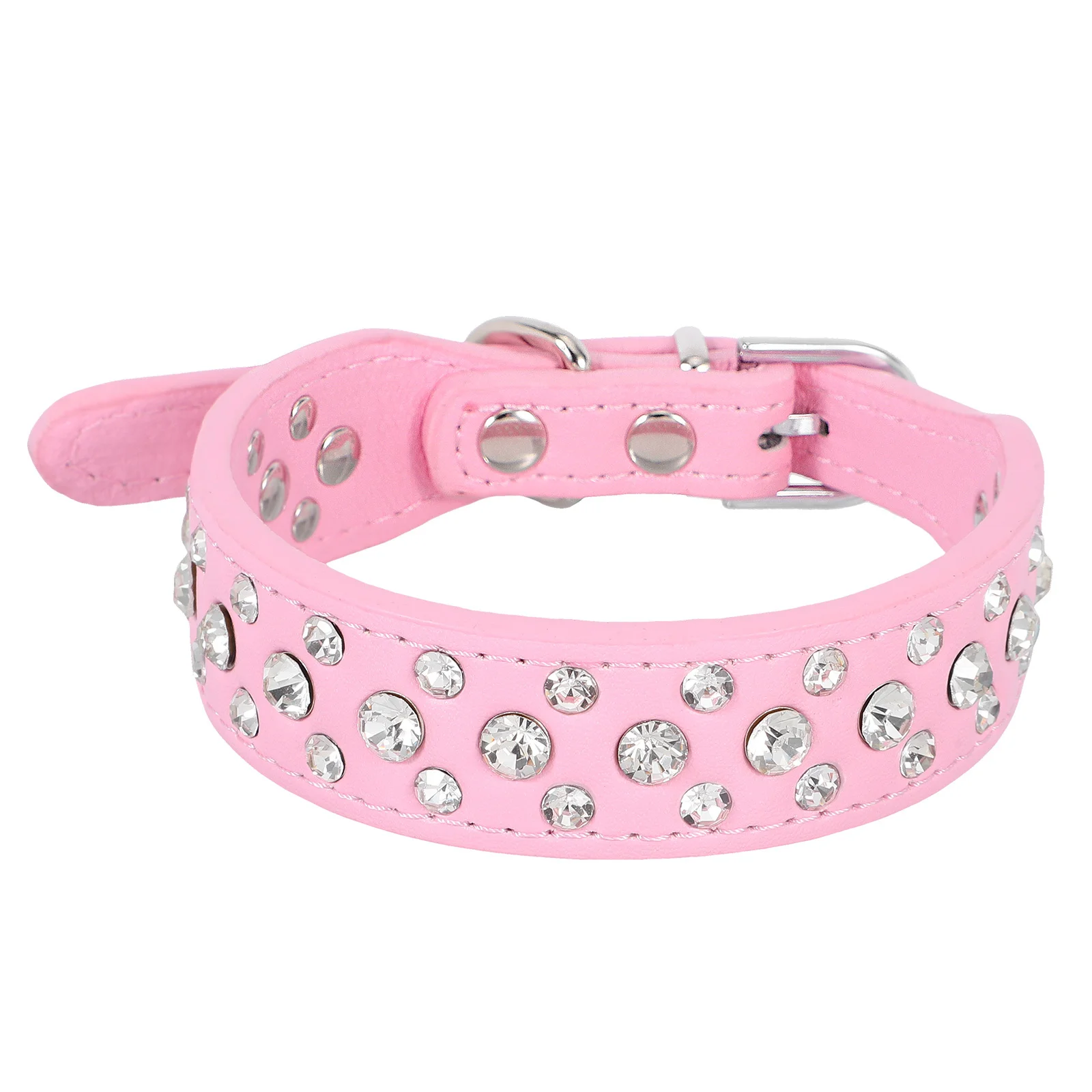 

Adjustable Pet Collar with Sparkling Rhinestones for Small Medium Dogs - Cute Bling Crystal Dog Collar for Girls, Wedding, Daily