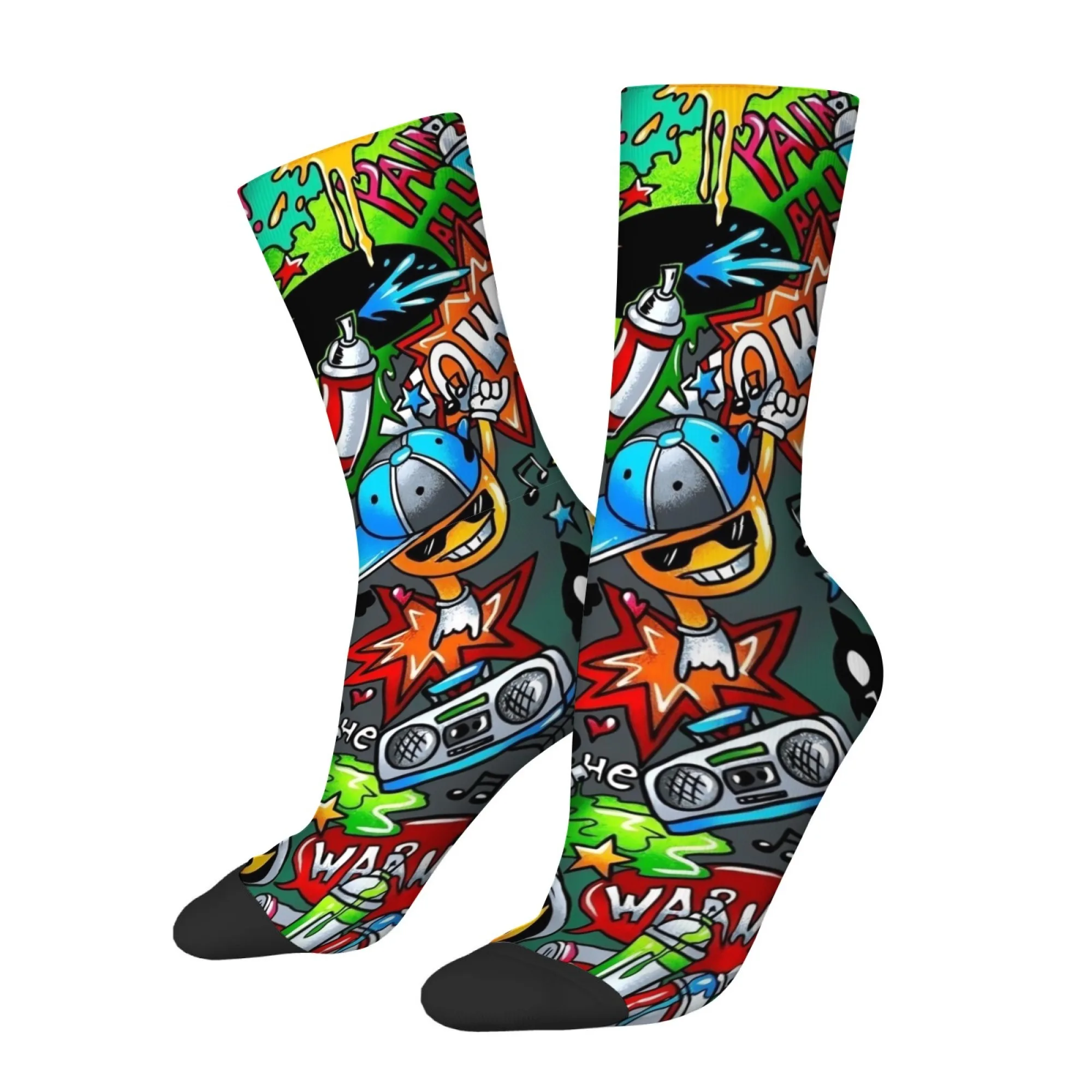 Retro Pop Art Style Comic Book Print Men's Socks Soft and Non-slip Socks Street Style Quirky Outdoor Party Socks Happy Gift