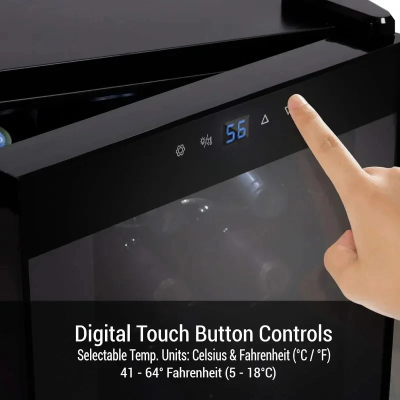 18-Bottle Slim Wine Refrigerator Adjustable Temperature Control 41°F To 64°F Ultra-Quiet Operation 30x13x17 Inches