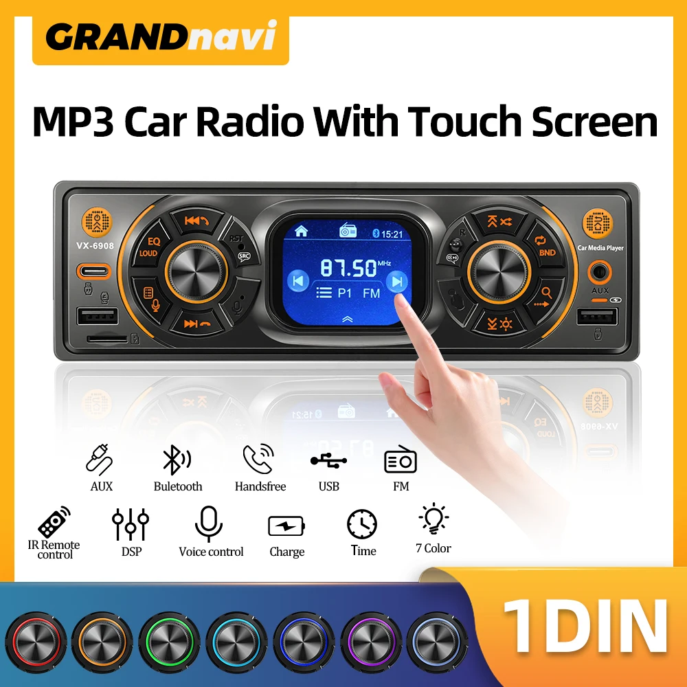 

2.2“ TFT Screen Car Radio 1din Bluetooth Stereo MP3 Player Touch Screen FM DSP Support Phone Charging AUX/USB/TF Card In Dash K