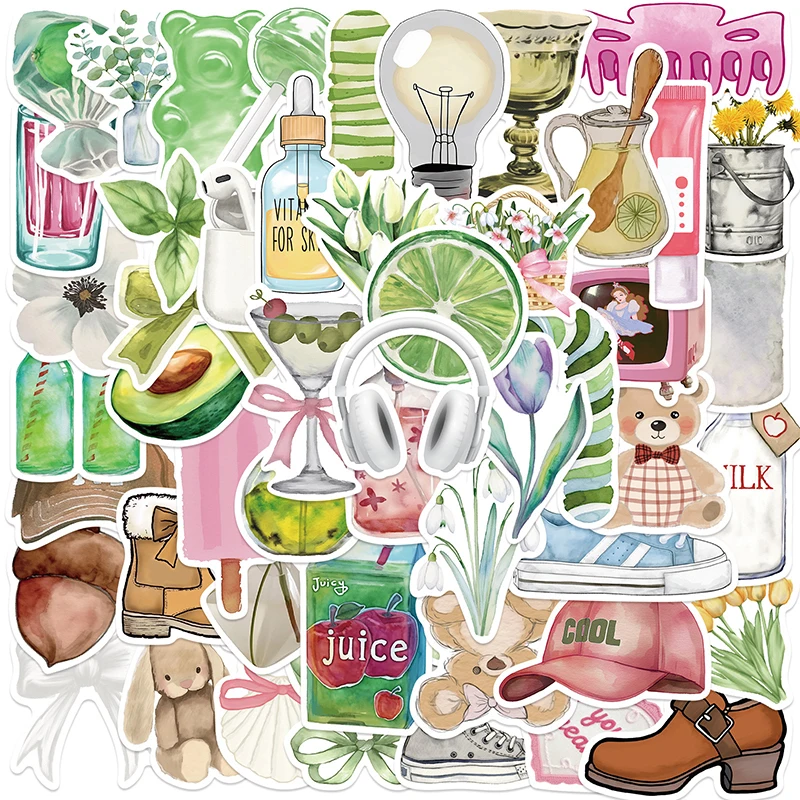 50 قطعة ملصقات فتاة نظيفة DIY بها بنفسك الديكور دفتر كوب ماء التزلج قضية الهاتف المحمول Kawaii الفينيل شارات مقاومة للماء اللعب