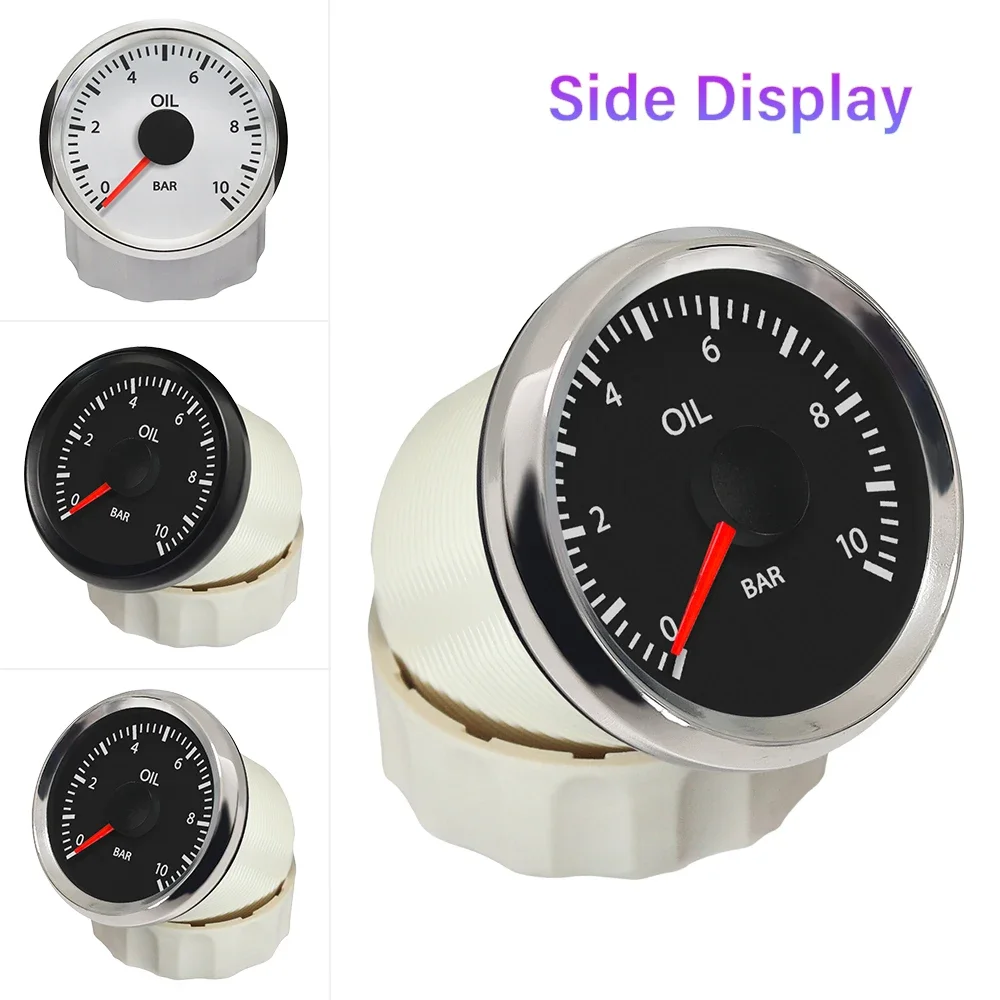 52mm Programmable 0-10Bar WiFi Oil Pressure Gauge Compatible with All Types or Ranges Ohm Signal Sensor DC 12V 24V