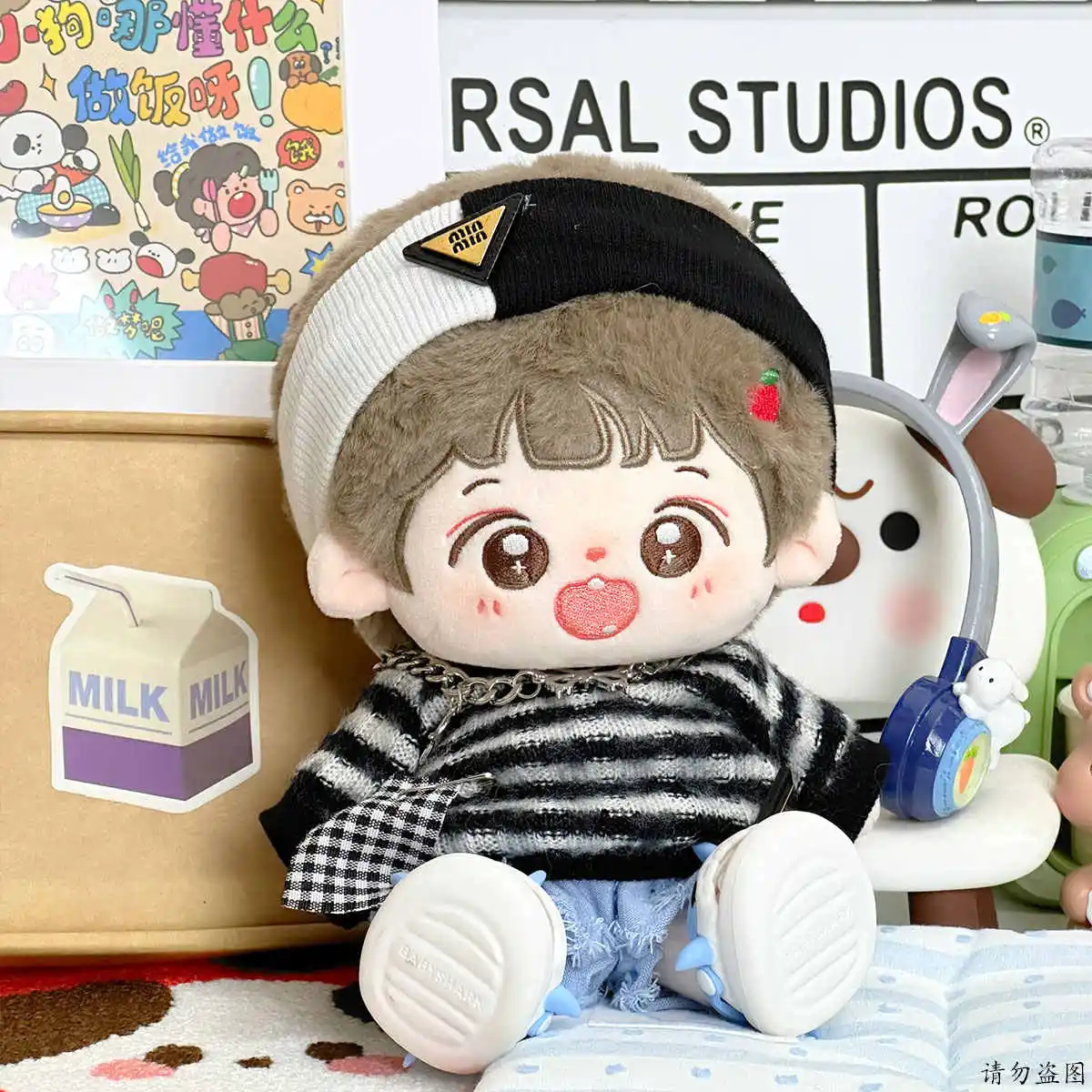 10cm 20cm  Doll Clothes  Black and White Striped Sweater Shorts  Suit Stuffed Plushies Plush Doll Accessories Anime Toy For Kids