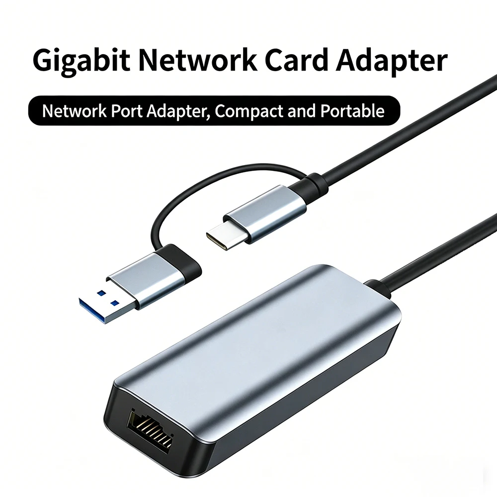 USB C to RJ45 Gigabit Ethernet Adapter 1000Mbps Type C Network Card Driver-Free for Laptop MacBook Windows Mac OS