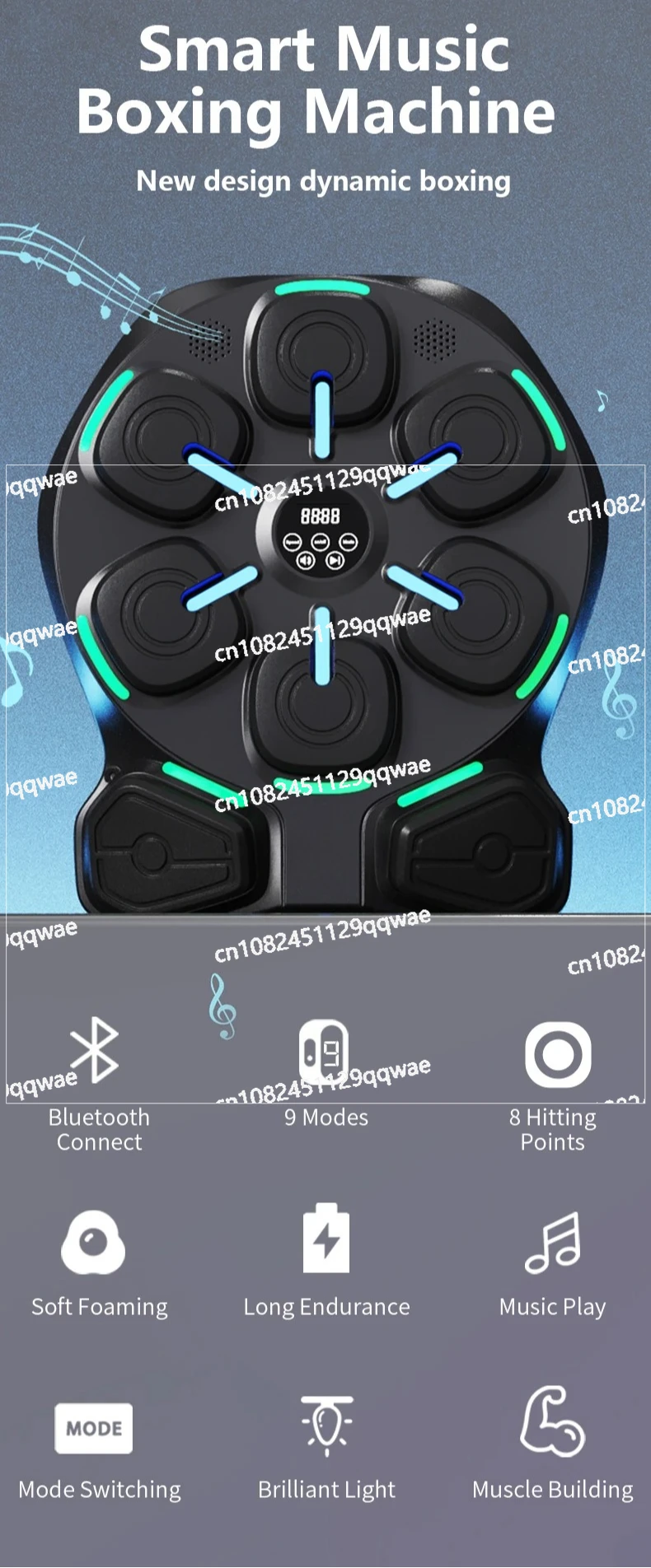 One Punch Home Boxing Workout Machine PU Material Electronic Smart Wall Mount Music Boxing Machine