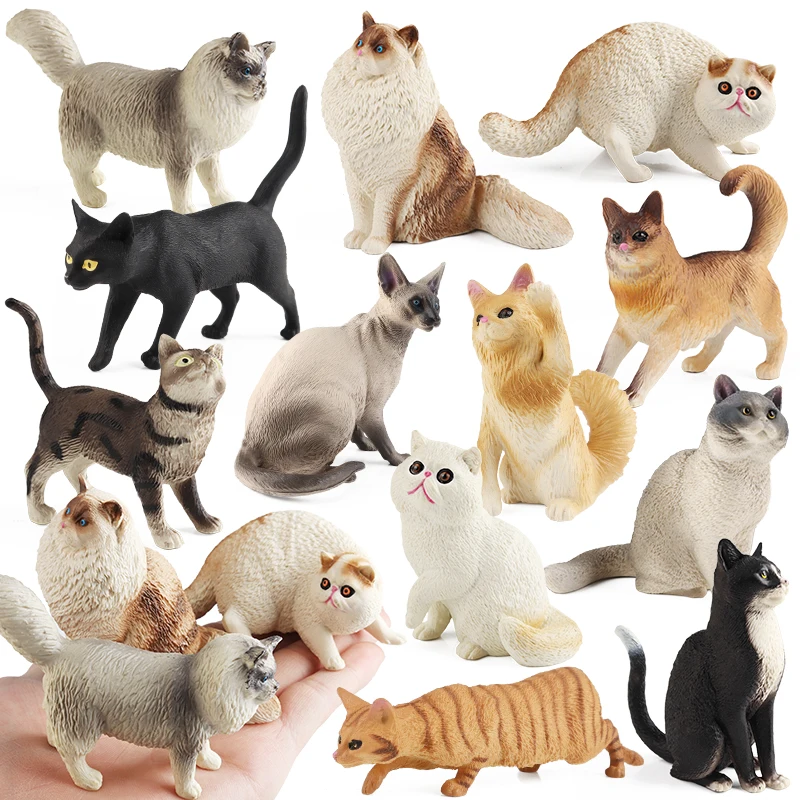 Oenux Cat Model Siamese Devon Rex Sphynx Ragdoll Persian Action Figure Cat Kitty Bobtails Figurka Śliczna Dekoracja Zabawka Dla Dzieci Prezent