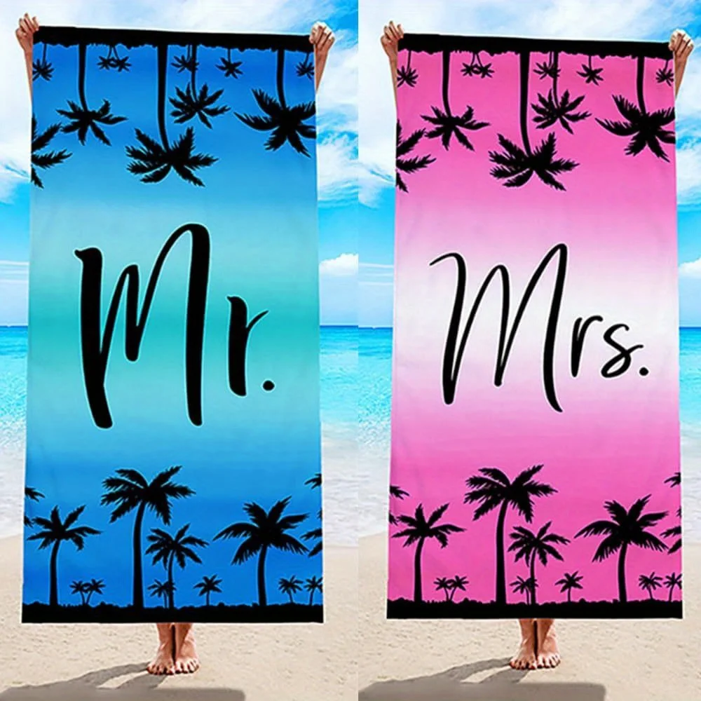 

1 шт., быстросохнущее пляжное полотенце из полиэстера с кокосовой пальмой, с 2D принтом, всесезонное, легкое, мягкое, унисекс для плавания/серфинга/