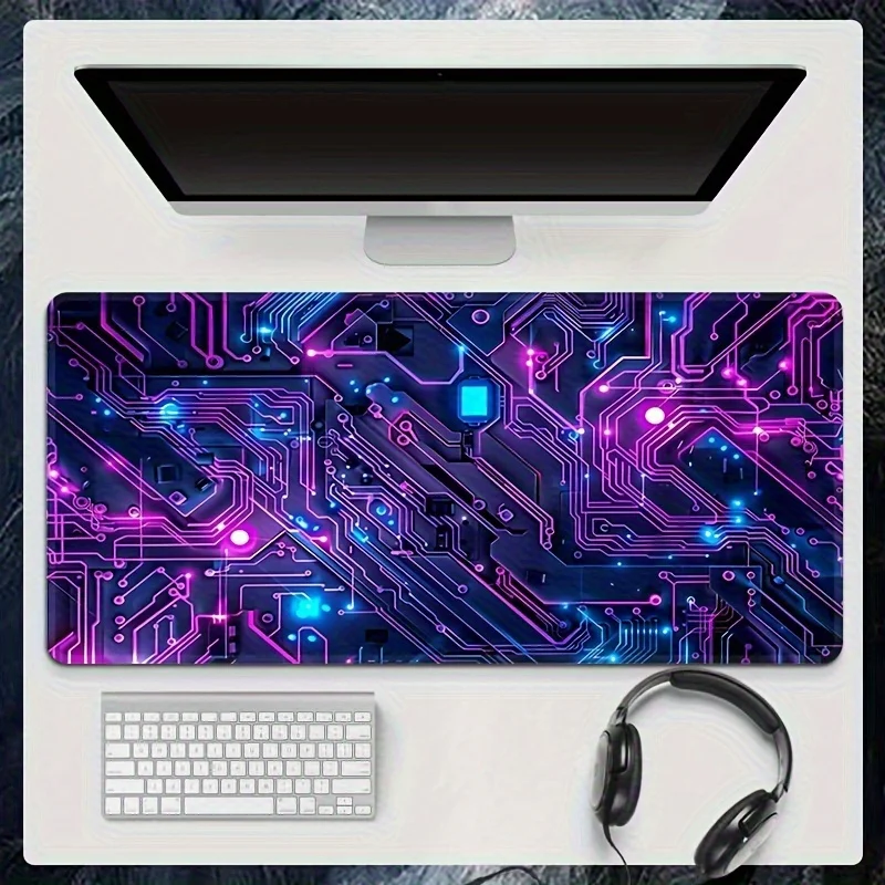 

The high-tech circuit board pattern mouse pad with anti-slip rubber bottom is suitable for gaming and office use