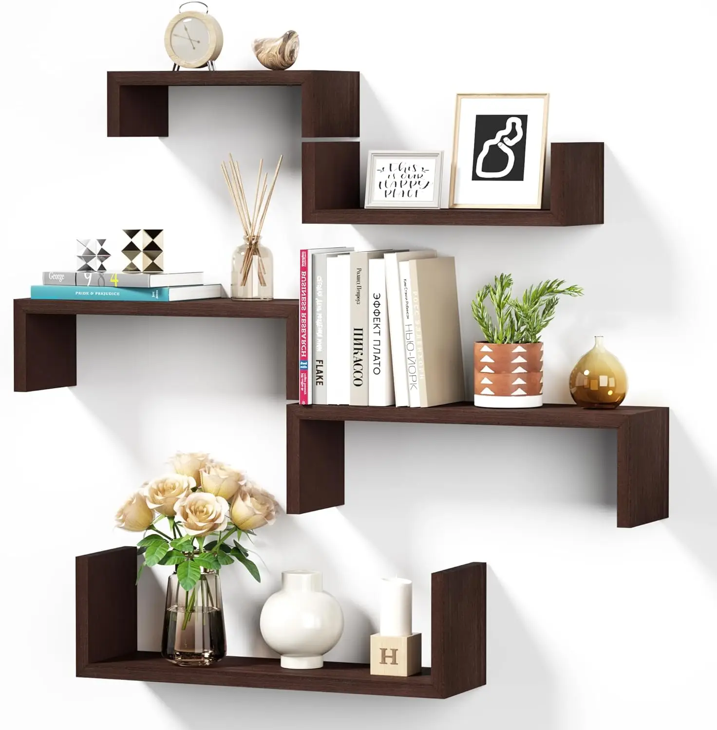 

Floating Shelves for Wall, Wall Shelves for Bathroom, Bedroom, Living Room, Kitchen, Office, Wood Shelves for Home Deco
