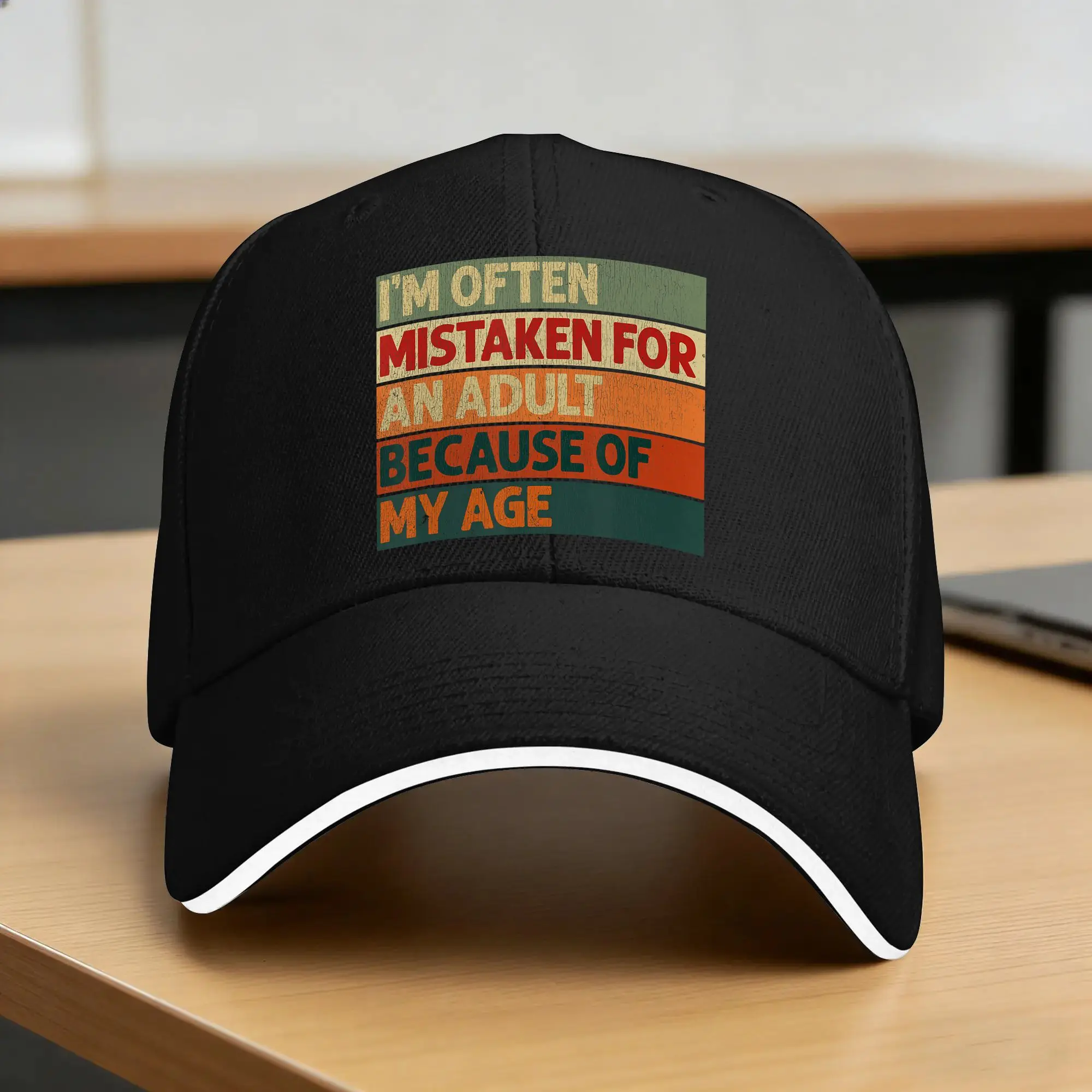 I‘m Often Mistaken for an Adult Because of My Age Funny Baseball Cap  Fitted Retro Trucker Hat Summer Hippie Baseball Caps