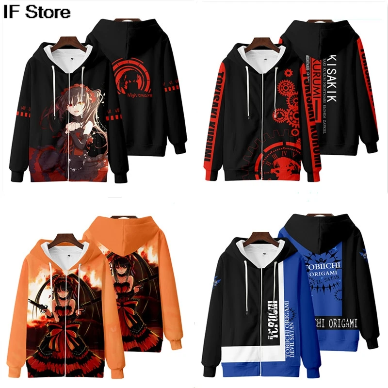 

Y2K Anime Date A Live Cosplay Costume Tobiichi Origami Tokisaki Kurumi Hoodies Men Women Long Sleeve Sweatshirt Casual Jackets