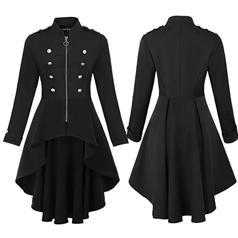 

Женский фрак в стиле рок-панк большого размера, военный костюм на пуговицах, карнавальный костюм на Хэллоуин, этнический сценический костюм