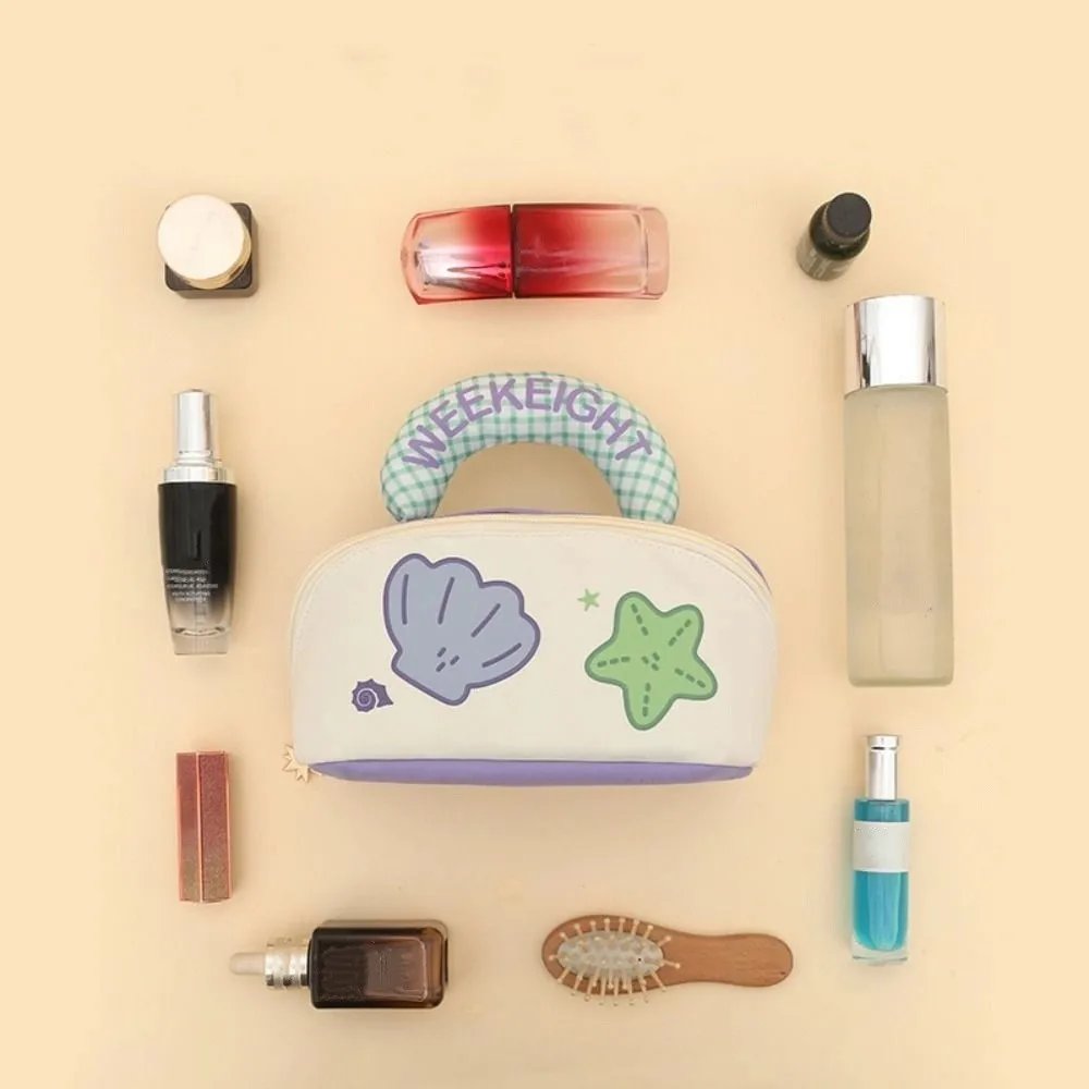 Fashion Dopamine Color Cute Makeup Bag Shell Zipper Handheld Cosmetic Case Organizer Case Kawaii Toiletry Bag Travel