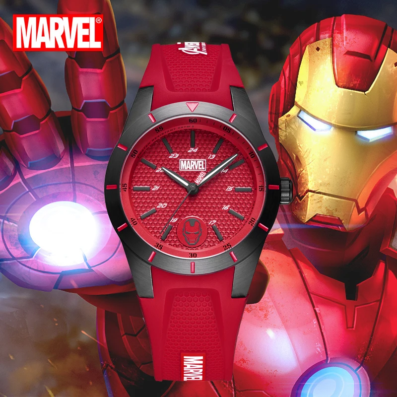 Marvel Official Women Fashion Casual Quartz Wristwatches Capitain America Iron Man Cartoon Date Crystal Glass Luminous