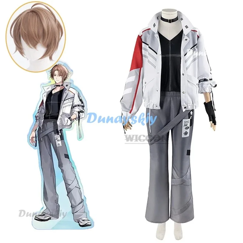 

Anime Virtual YouTuber Kagami Hayato Cosplay Costume NIJISANJI ROF-MAO Wig vtuber Color Coat Trench Man Woman Halloween Suit