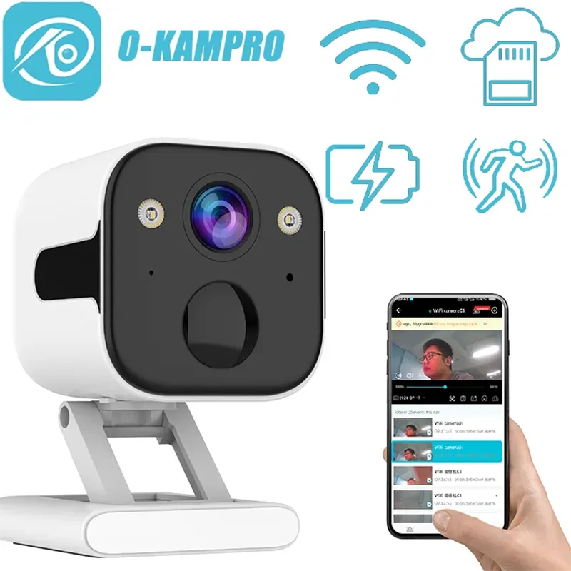 

360 Panoramic View IP Camera Night Vision Auto Tracking Elderly Safety Abnormal Alarm Video Call WiFi Camera Built-in Battery