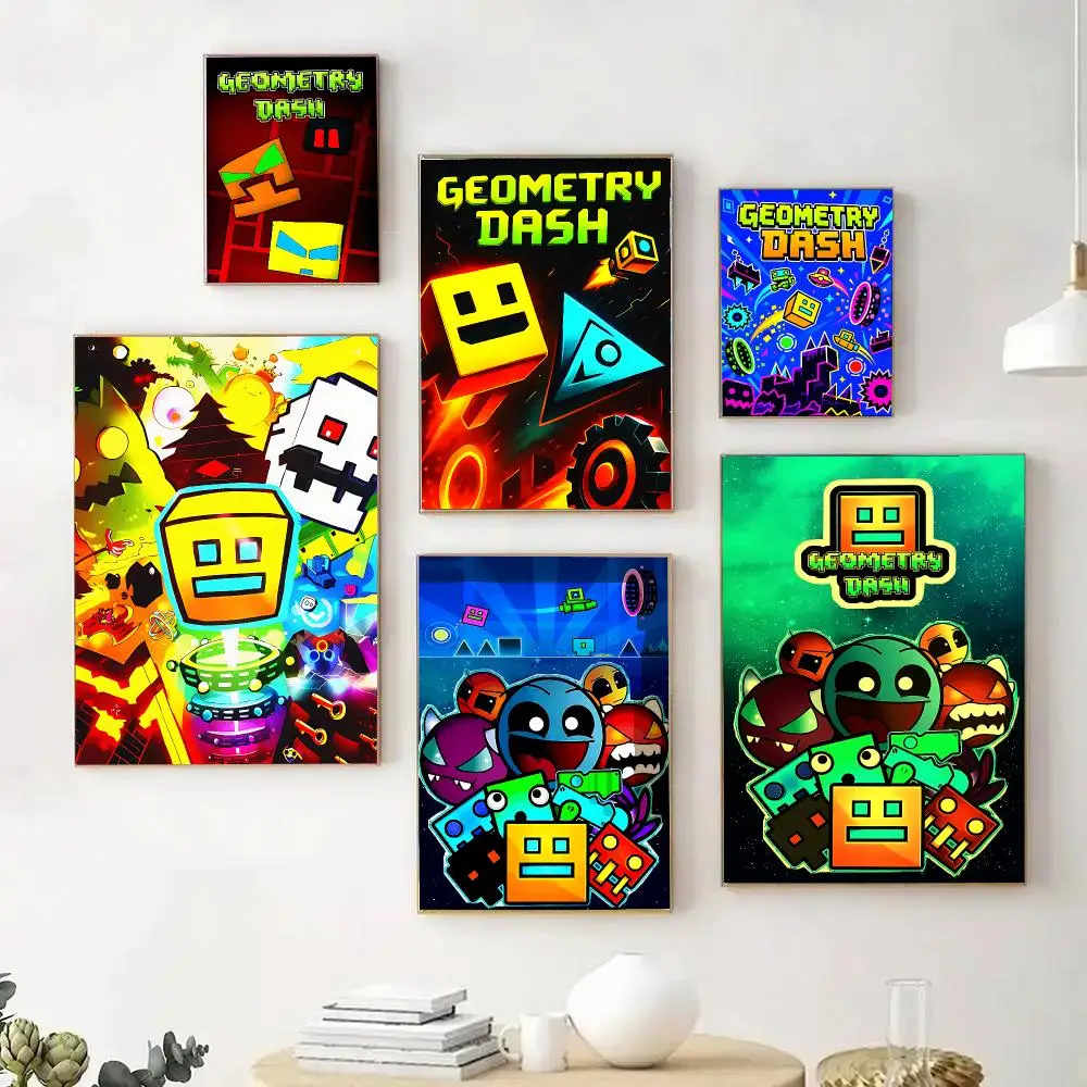 Rhythm Platform Game G-Geometry Dash Poster Wall Art Print Sticker for Bedroom Living Room Dorm Office Modern Home Decor