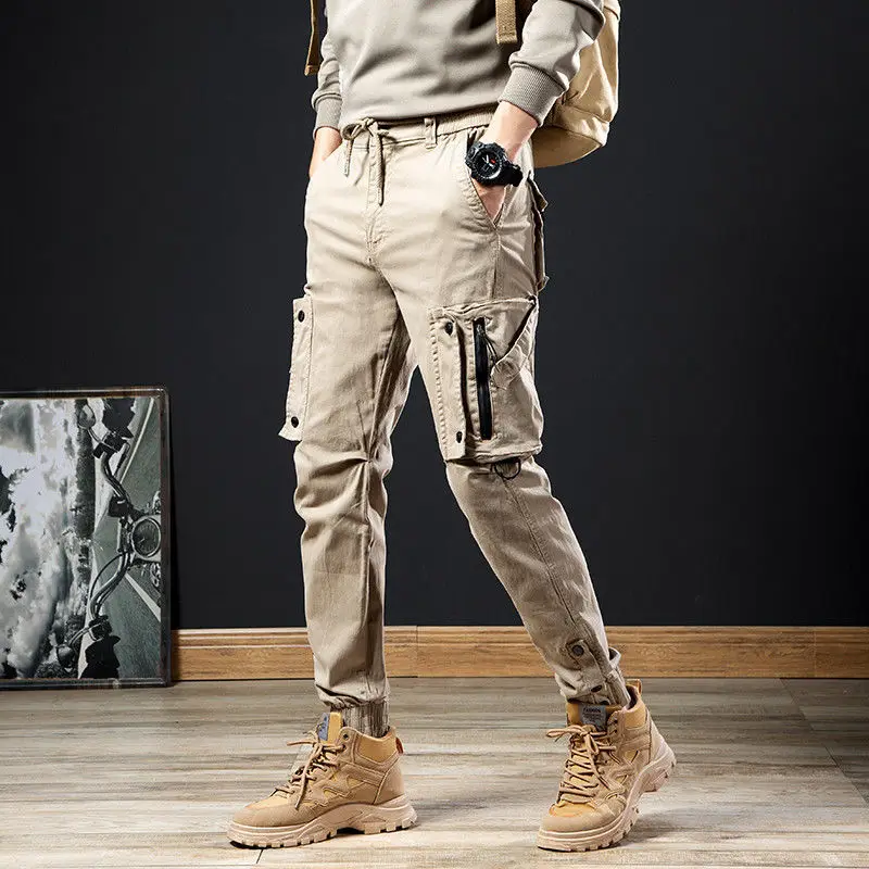 

Spring Summer Zipper Multi Pocket Slim Cargo Pants for Men Cheapest High Quality Harajuku Slacks Emo Casual Long Trousers Man