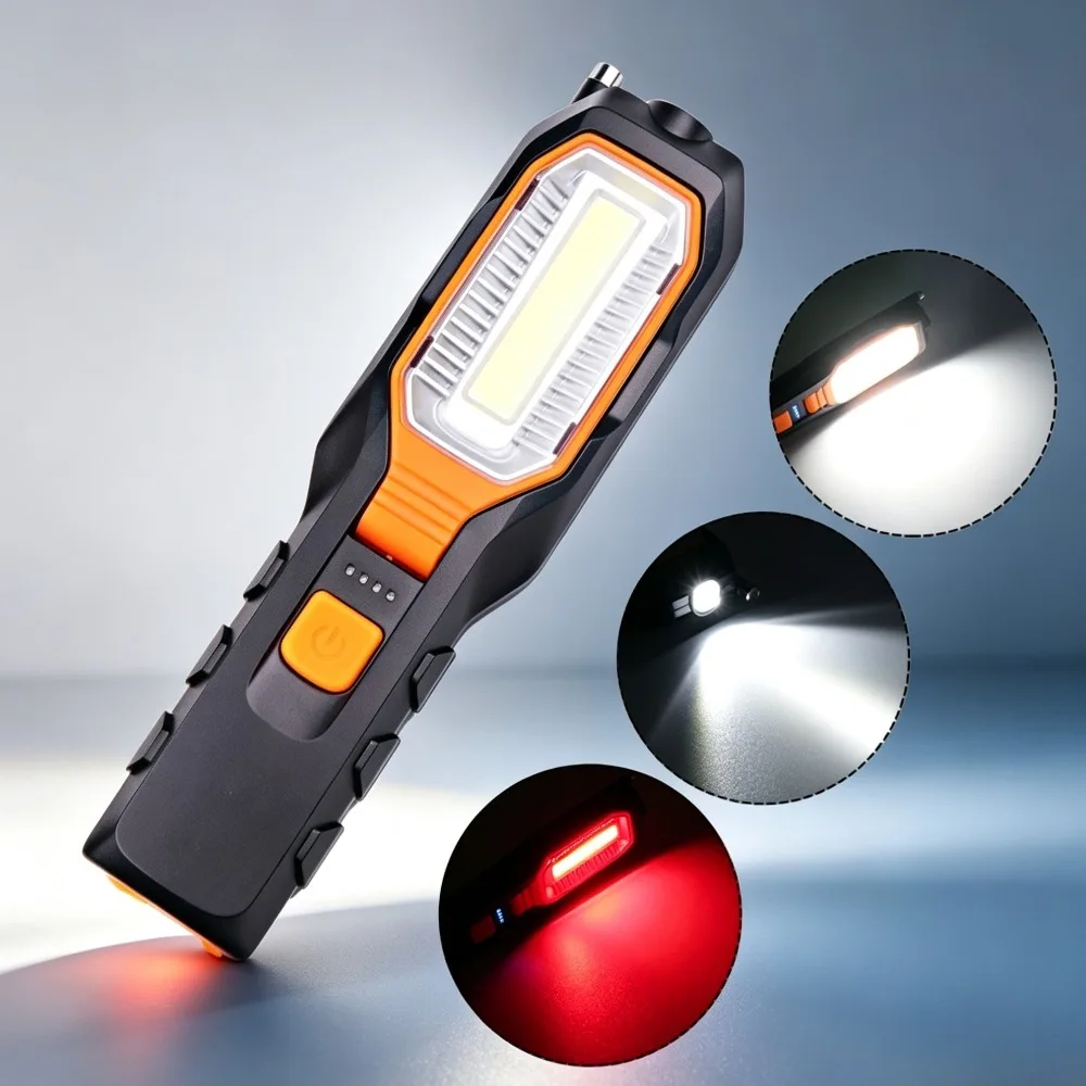 New LED Work Light Built‑in Battery USB Rechargeable Magnetic Rotatable Antenna Torch for Outdoor Maintenance view 4
