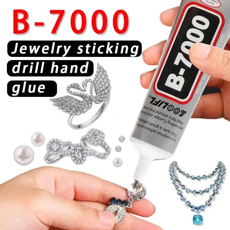 B-7000 Colle Adhésive pour Bijoux, Bijoux Artisanaux / Réparation Ecran Tactile de Téléphone Mobile, Résine Epoxy Rhinestone Colle Liquide pour Bijoux Artisanaux avec Embout de Précision