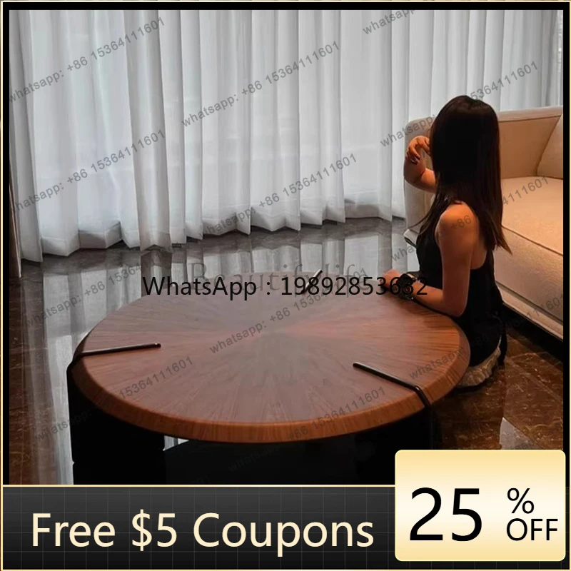 

W2 Round coffee table Italian minimalist walnut color coffee table combination modern simple small apartment