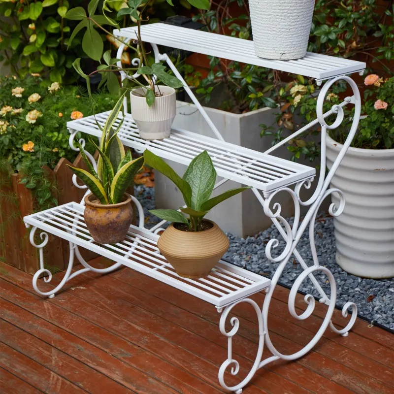 

Metal Plant Stand Outdoor Tiered Flower Shelf for Succulents/Pots Garden Balcony Display Rack Iron Multi-Level Planter Holder