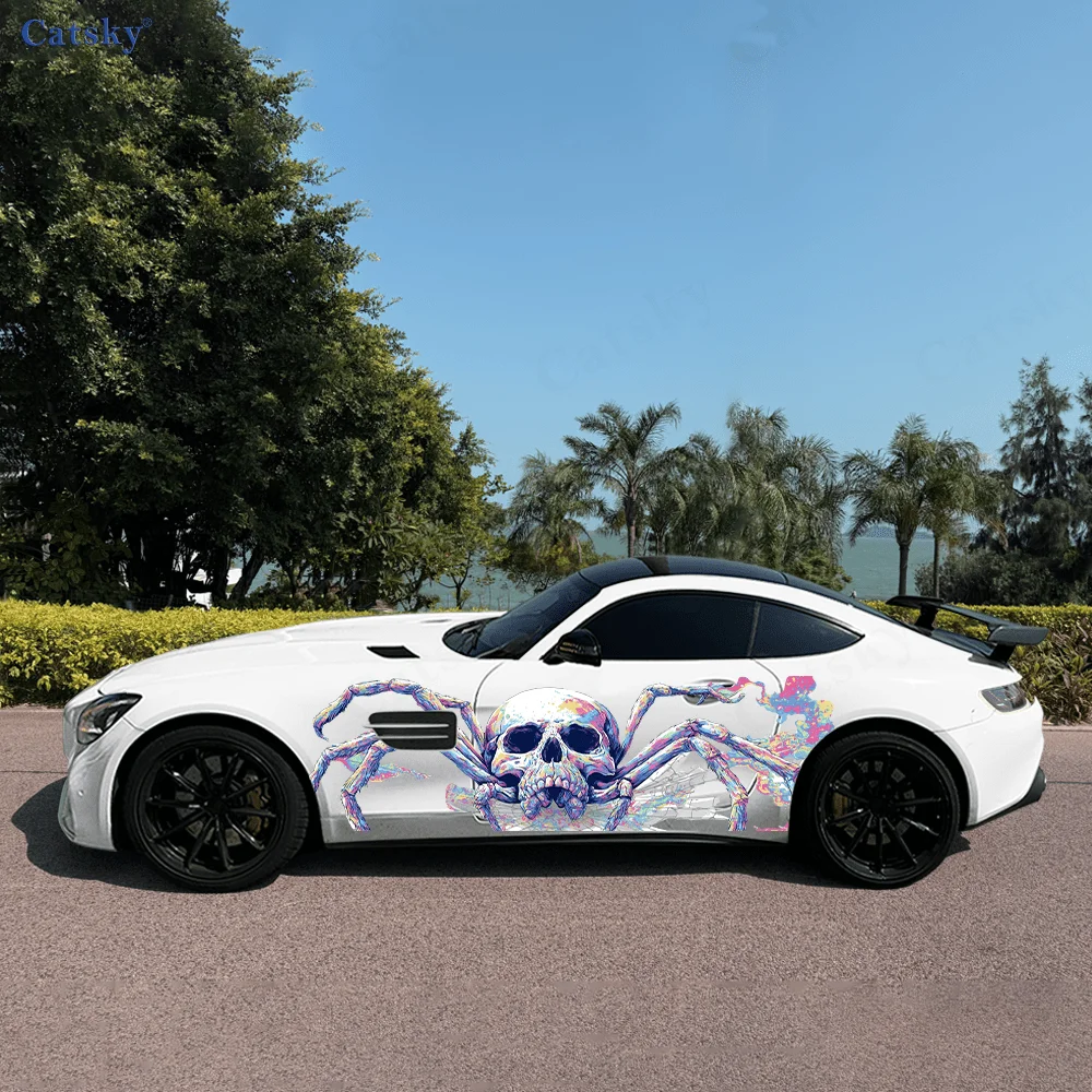 

Gothic Colorful Skull Spider Car Side Sticker Decor,PVC Waterproof Scratch Resistant Decal,Car Protection,Auto Accessories Gift