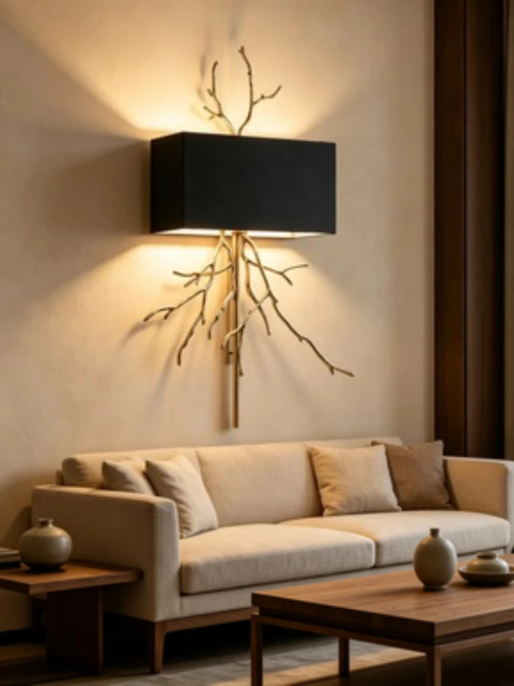 Postmodern Creative Full Copper Branch Wall Light Luxury Simple Background Wall Corridor Bedroom Bedhead Lighting