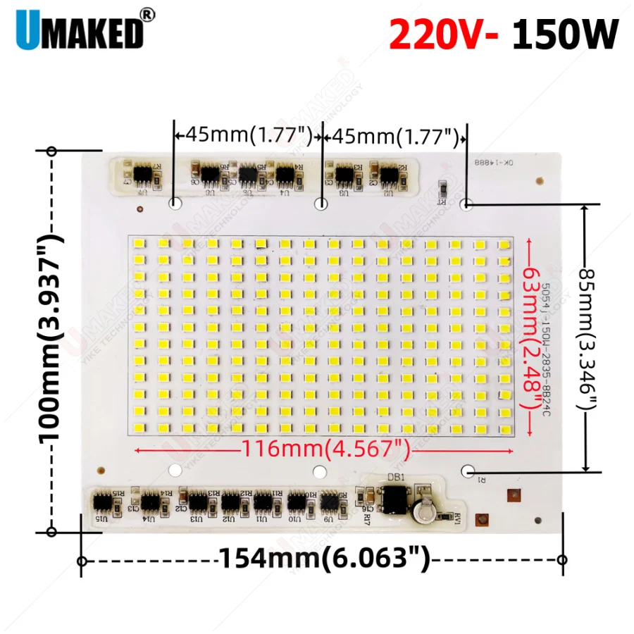 

150W 220V led floodlight source, Driverless aluminum PCB with integrated IC driver for led outdoor lamp DIY 20W 30W 50W lighting