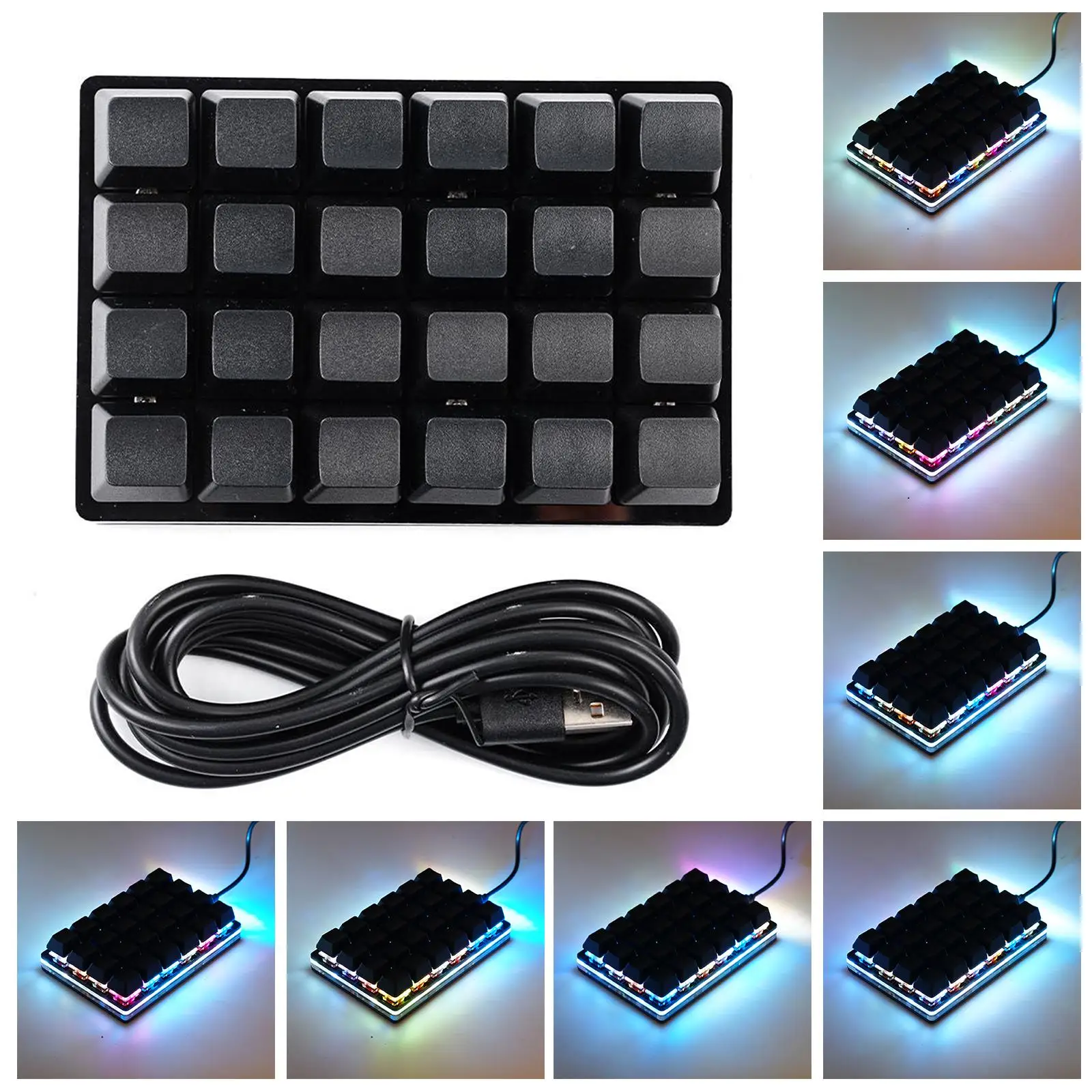 Mini teclado mecánico negro de 24 teclas, teclado para juegos de 9 teclas y 16 teclas, dispositivo Sayo, acceso directo, teclas programables, teclado personalizado