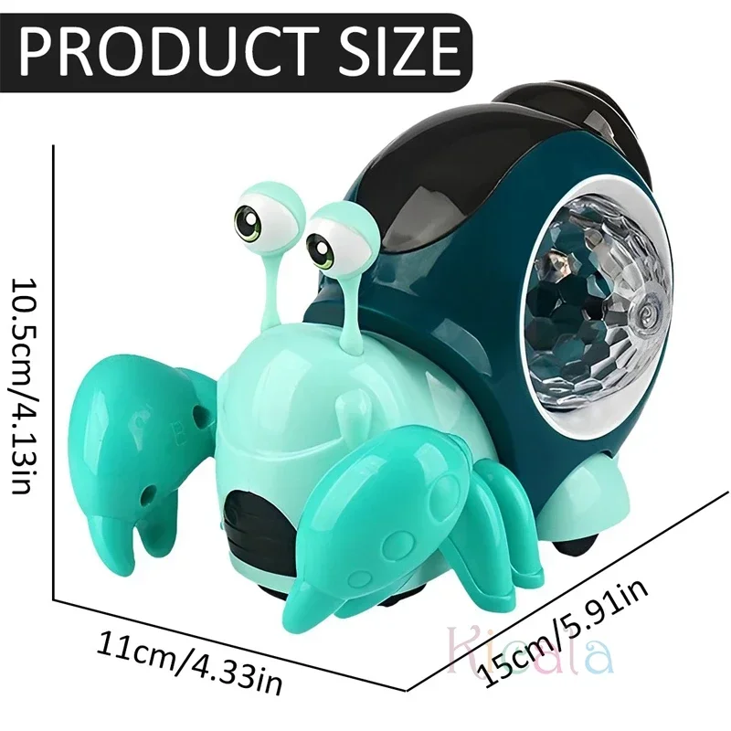 Electric Luminous Snail Toy Crawling with Music Lights Interactive Sensory Toy Early Learning Walking Companion for Baby Infants
