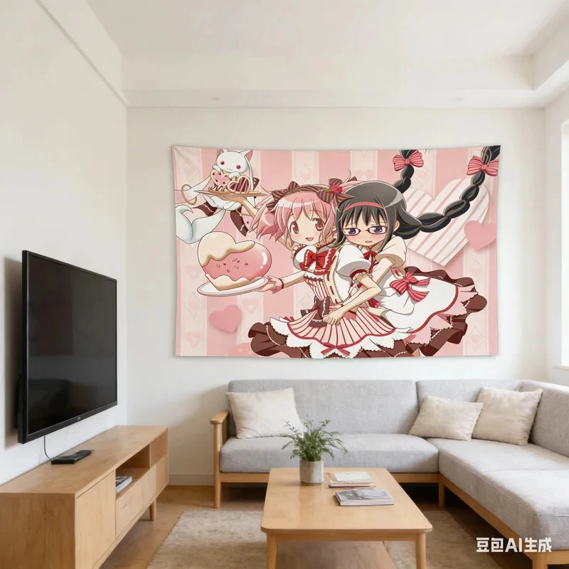 VIKAMA Magical Girl Madoka Magica Anime Tapestry Cartoon Wall Hanging For Bedroom Dorm Room Home Wall Decor Art