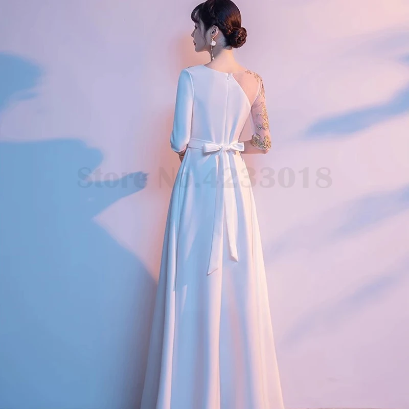 Women Sexy V-Neck Qipao Lace Splice Dress Team Performance Costume Oversize Fashion Elegant Cheongsam Chinese Bride Wedding Gown