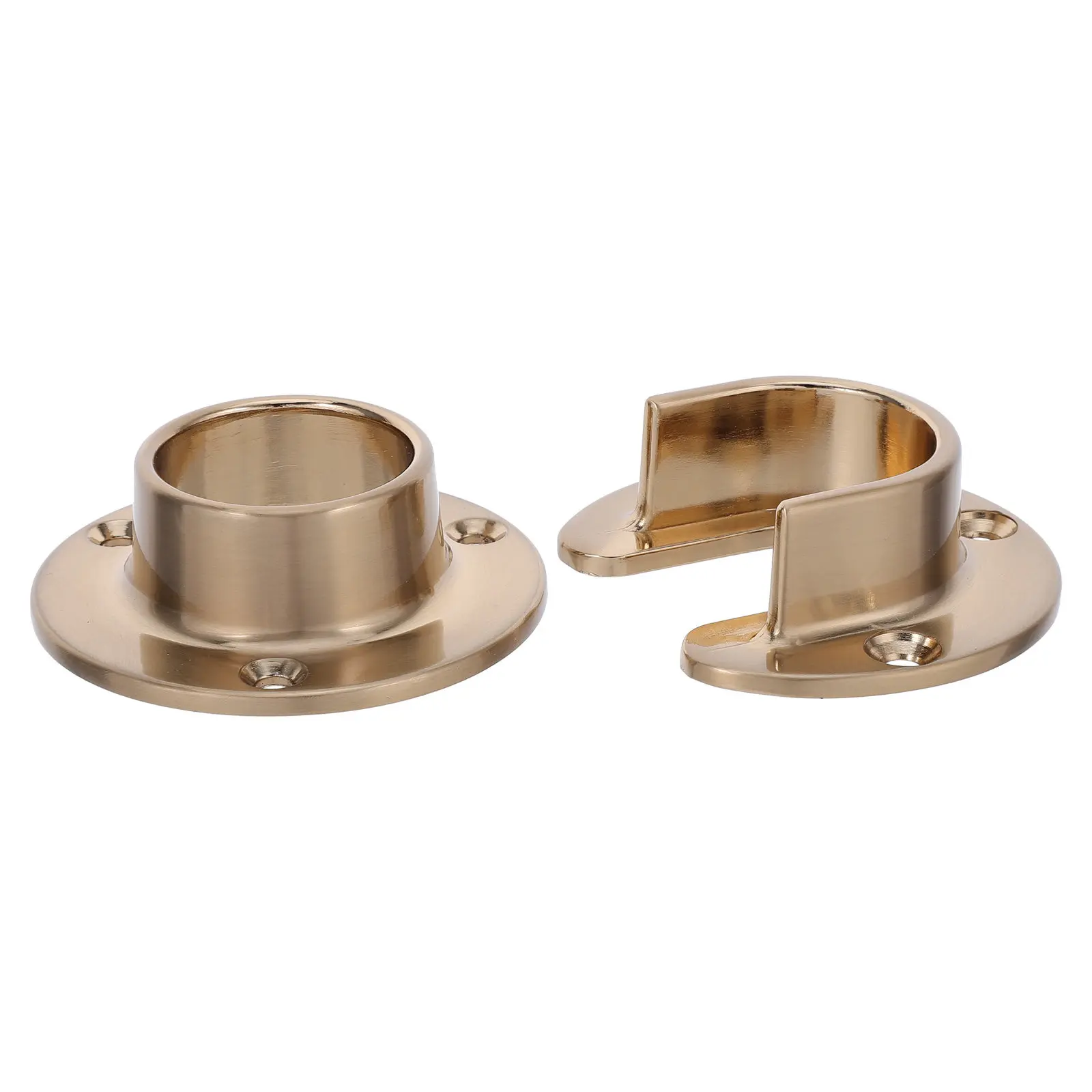 1Pair Heavy Duty Closet Rod Bracket Thick Stainless Steel for 34Mm Wall Mount Wardrobe Rail Supports Clothes Curtain Rod End
