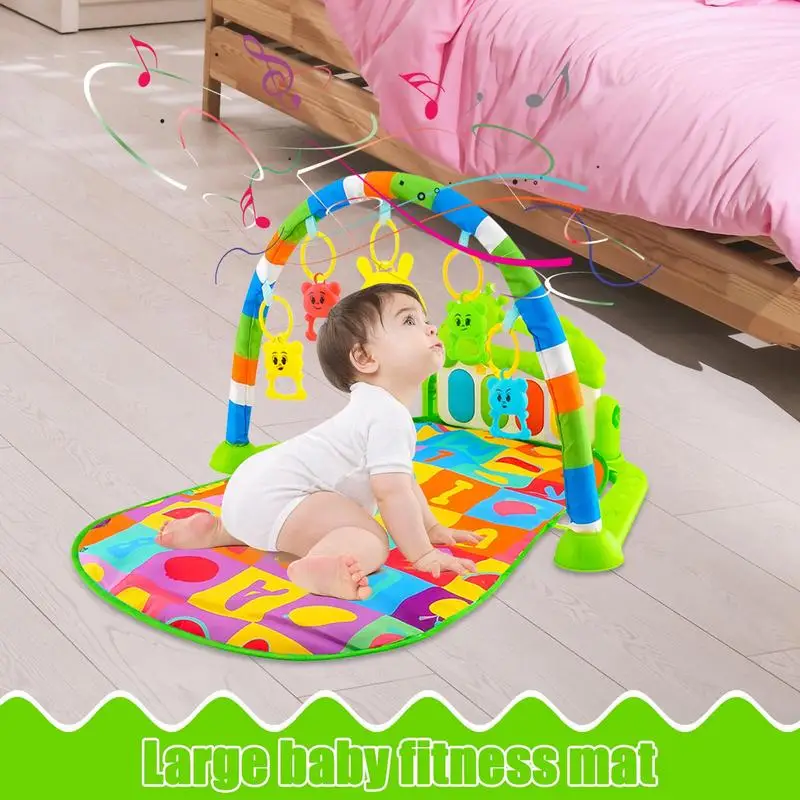 Toddler Play Gym Extra-Large Play Gym With Colorful Toys And Music&Light Non-Slip Playmat Early Sensory Exploration PianoActivit