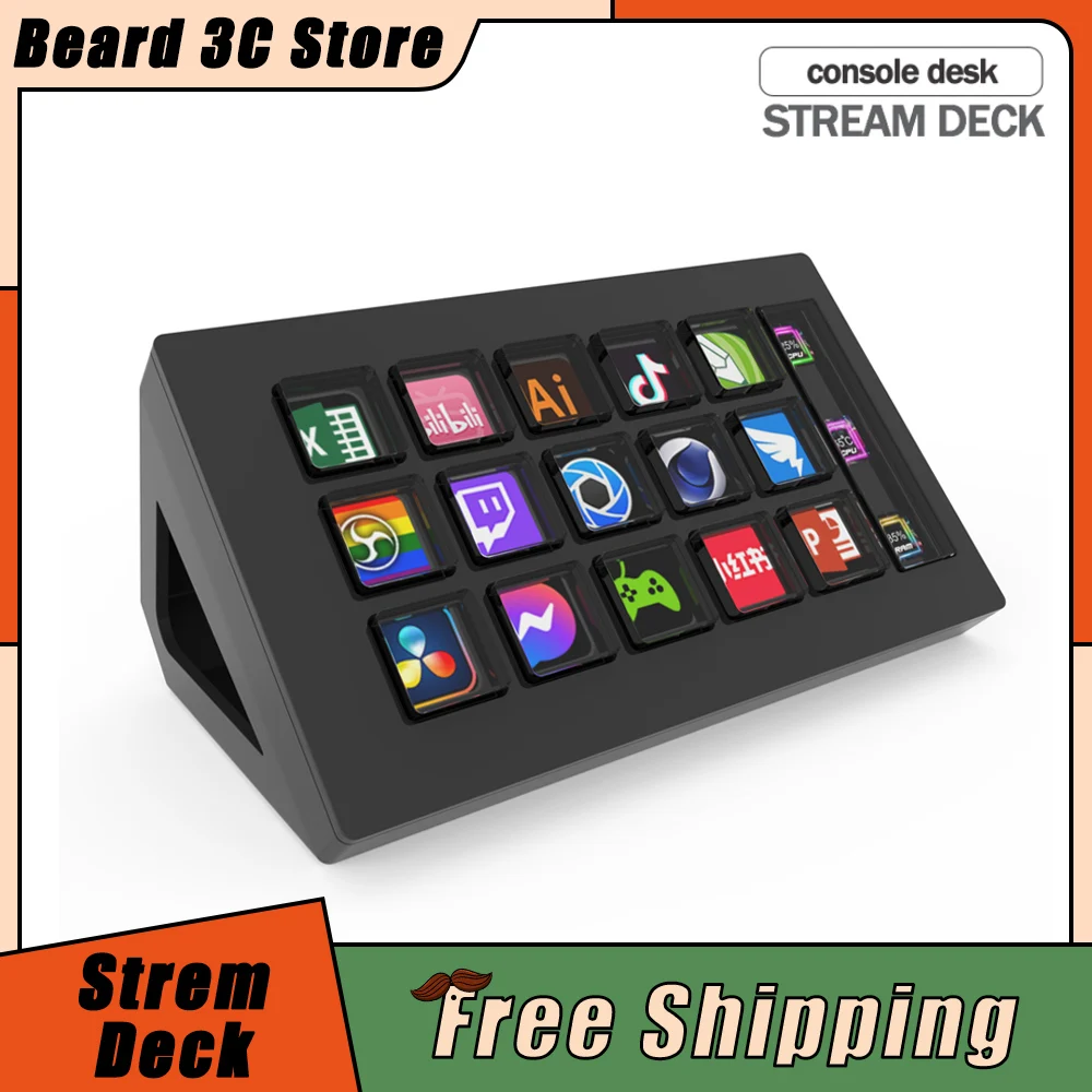 StreamDeck Visual Keyboard LCD Button 15 Keys Live Content Creation Controller Custom Button For MacOS/ Windows/Android/iOS Gift