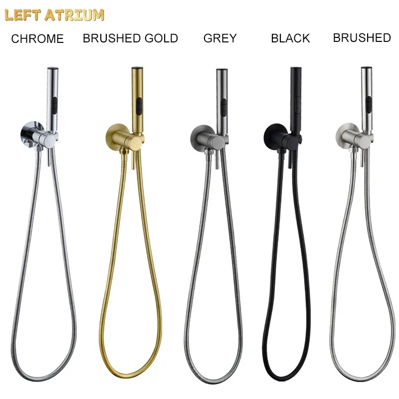 BrusheRoseGold Three-function Bath Faucet Brass Sanitary Spray Round Faucet Hot Cold Water Mixer Toilet Bathroom Bathroom Shower