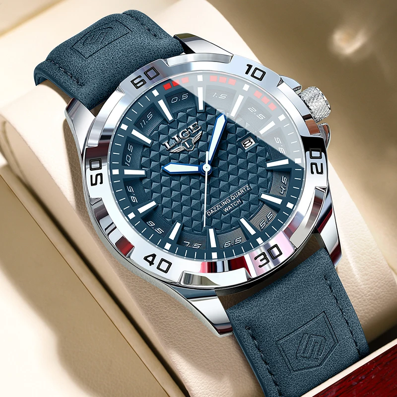 

LIGE Casual Sport Military Quartz Wristwatches For Men Business Leather Waterproof Watch Men Top Brand Luxury Luminous Man Watch
