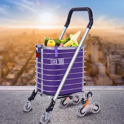 Grocery Shopping Cart Elderly Household Tow Truck Folding Portable Supermarket Trailer Vegetable Basket Hand-pulled Pull Rod Car