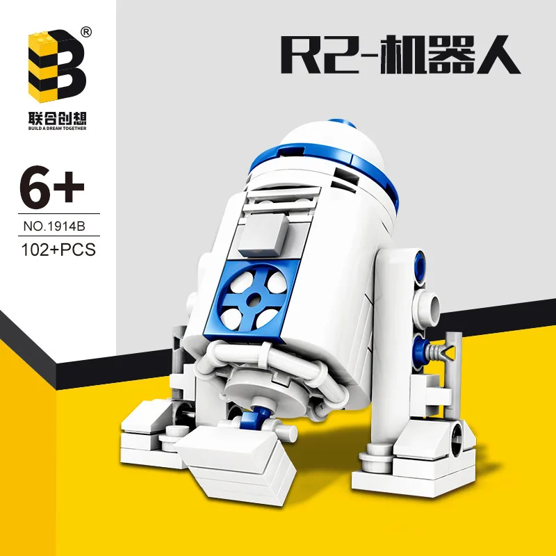 New 102PCS Robot Star Space Union Mini R2D2 Model R2-D2 Figure Wars Building Block Bricks Boys Classic Movie Kit Gift Toys Kids