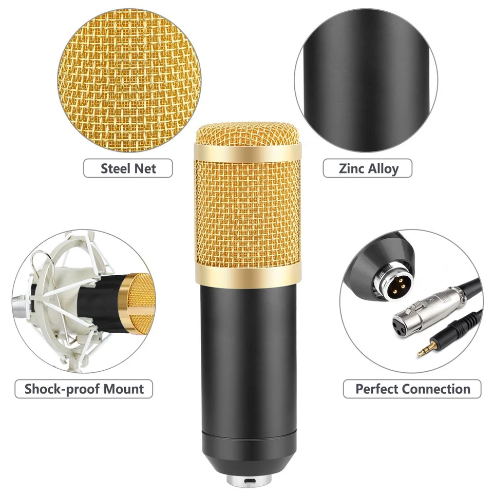 Zestaw mikrofonu BM-800 Mikrofon pojemnościowy z regulowanym ramieniem nożycowym do zawieszenia mikrofonu